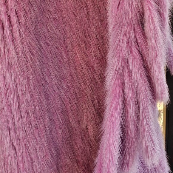 Real Fur Lavender Color Knitted Scarf Shawl - Picture 7 of 8